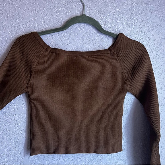 Charcoal ribbed off the shoulder top - Picture 4 of 5